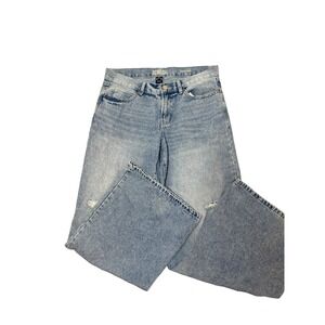 Rewash Womens Classic Rise Wide‎ Leg Jeans Light Wash Blue Distressed Size 5